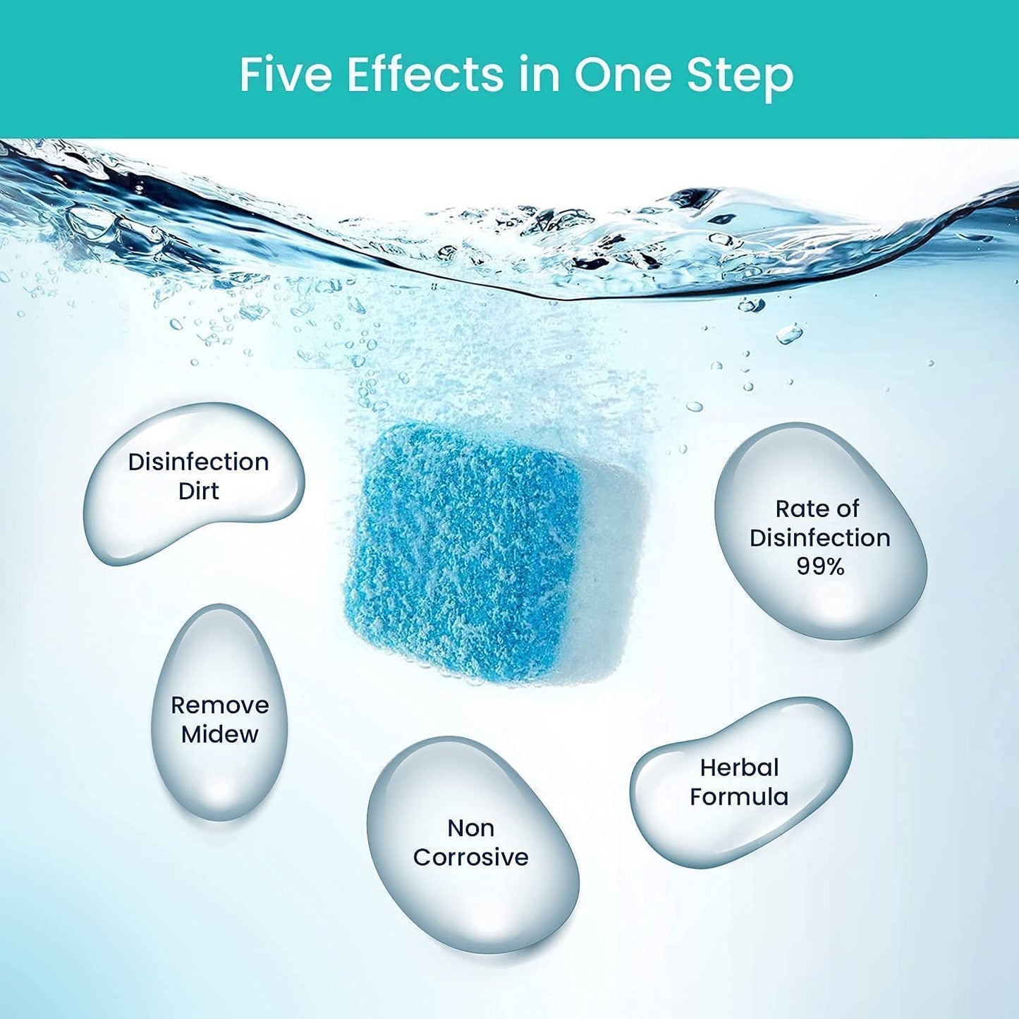 Maravello Washing Machine Cleaner Descaler Tablets Washing Machine Cleaning Tablets - for Front Load and Top Load Washers, Mold and Stain Remover for Laundry Tub 6-Month Supply (Sea Salt, 6 Count)