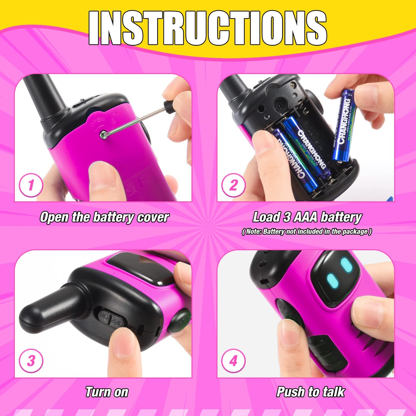 Walkie Talkies Toys for Kids 3-6: DASTION-99 Mini Pink Girls Robots Walkies Talkie for 3-5 Year Old Girl Christmas Birthday Gifts Stocking Stuffers for Kids Age 4-6 Outdoor Games, Camping