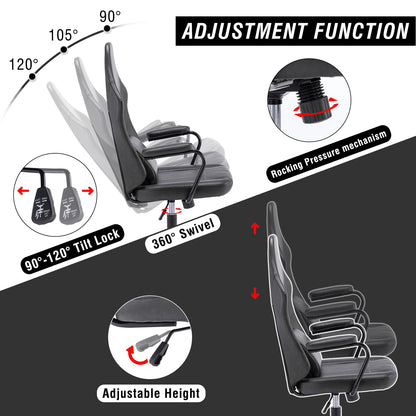 TUKAKA Executive Office Chair, Home Office Desk Chair, High Back Vintage Leather Desk Chair, 360° Swivel Computer Chair, Height Adjustable Tilt Vanity Task Chair for Office, Reading Meeting Room