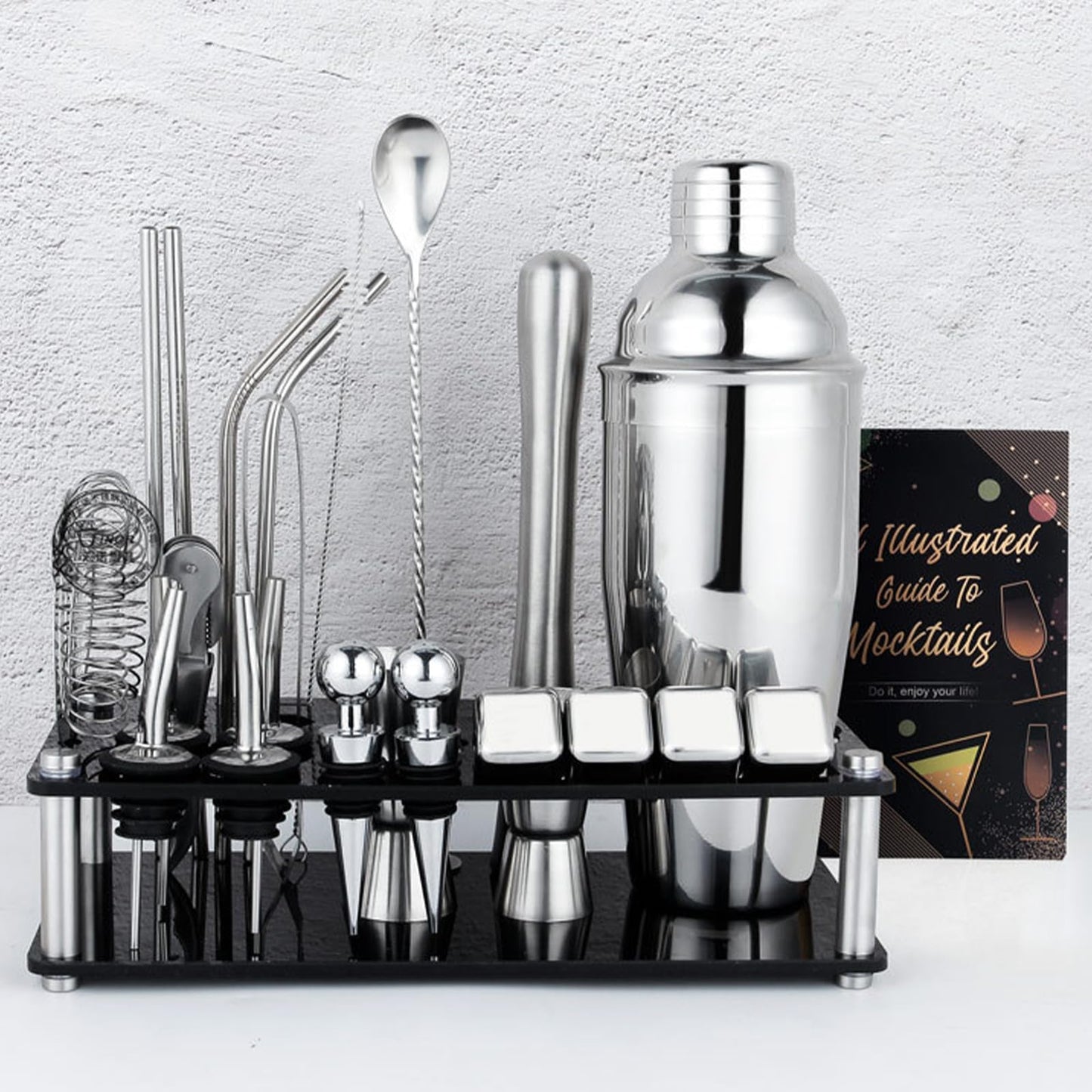 25-Piece Stainless Steel Cocktail Shaker Set