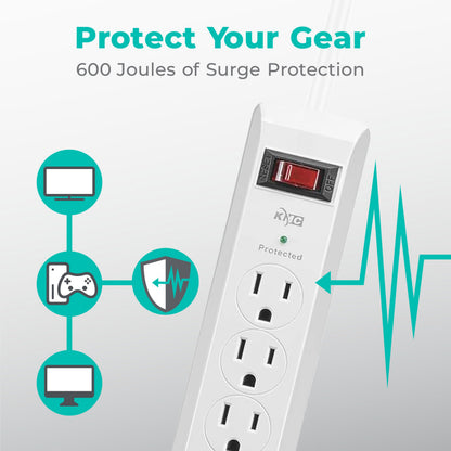 KMC 4-Outlet Surge Protector with USB Ports
