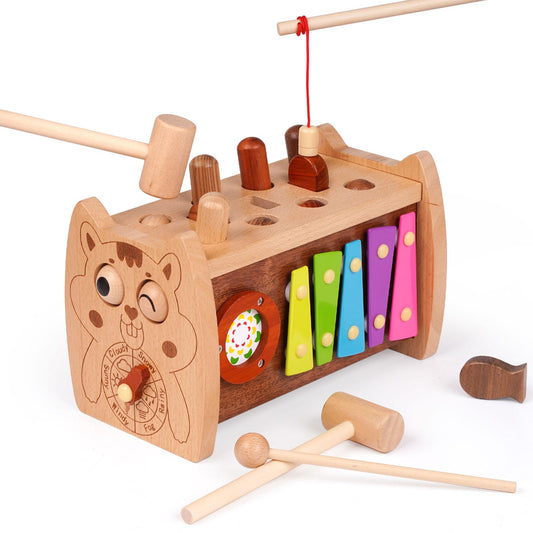 6-in-1 Wooden Montessori Hammer Toy for Toddlers