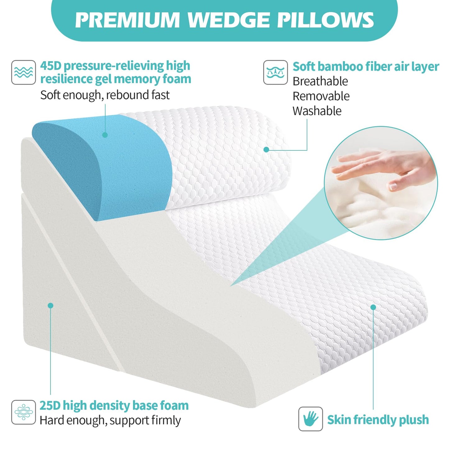 Adjustable Memory Foam Wedge Pillow for Back Pain