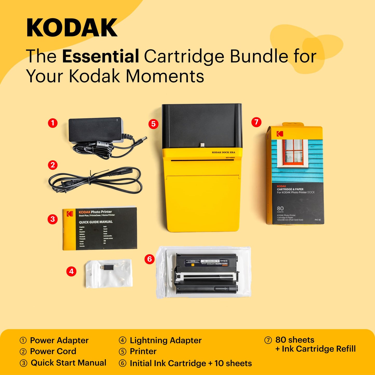 90 Sheets KODAK Instant Photo Printer Bundle