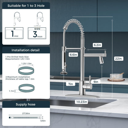 FORIOUS Pull Down Kitchen Faucet with Sprayer