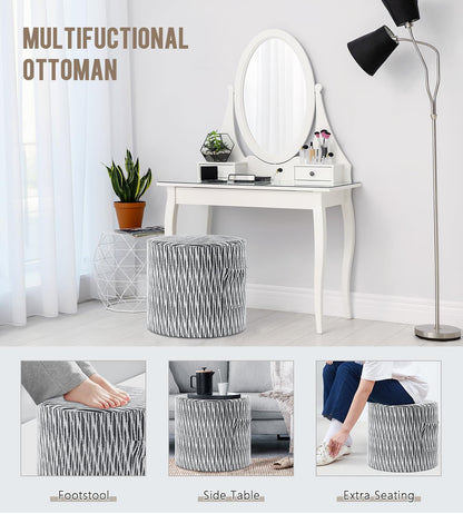 Round Stuffed Pouf Ottoman for Living Room