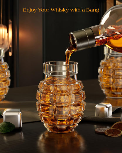 Set of 4 Grenade Whiskey Glasses in Gift Box
