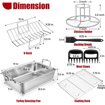 14-Inch Stainless Steel Roasting Pan Set