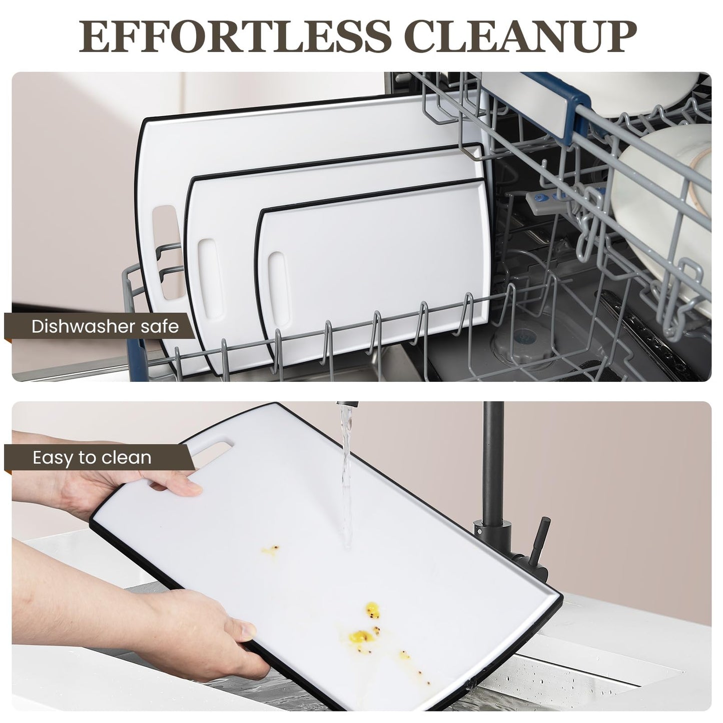 Non-Slip Plastic Cutting Boards Set of 3