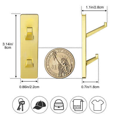 susswiff 6 Pack Gold Adhesive Hooks, Sticky Hooks Extra Strong,Heavy Duty Stick On Wall Door Hooks for Hanging,Bathroom Tower Hooks,Coat Hooks Robe Hook Wall Mounted, Kitchen Hallway Hooks,Stainless