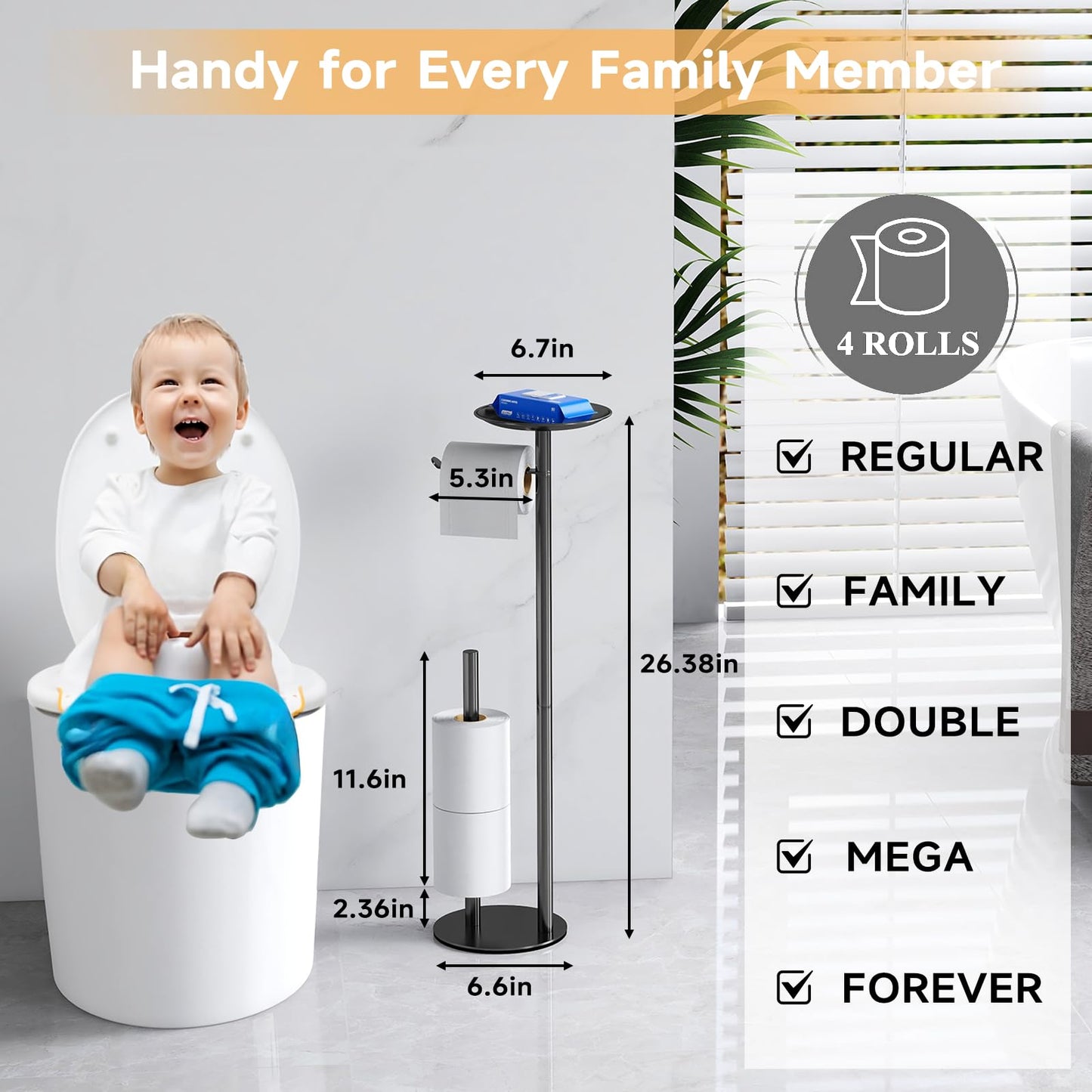 Free Standing Toilet Paper Holder with Shelf