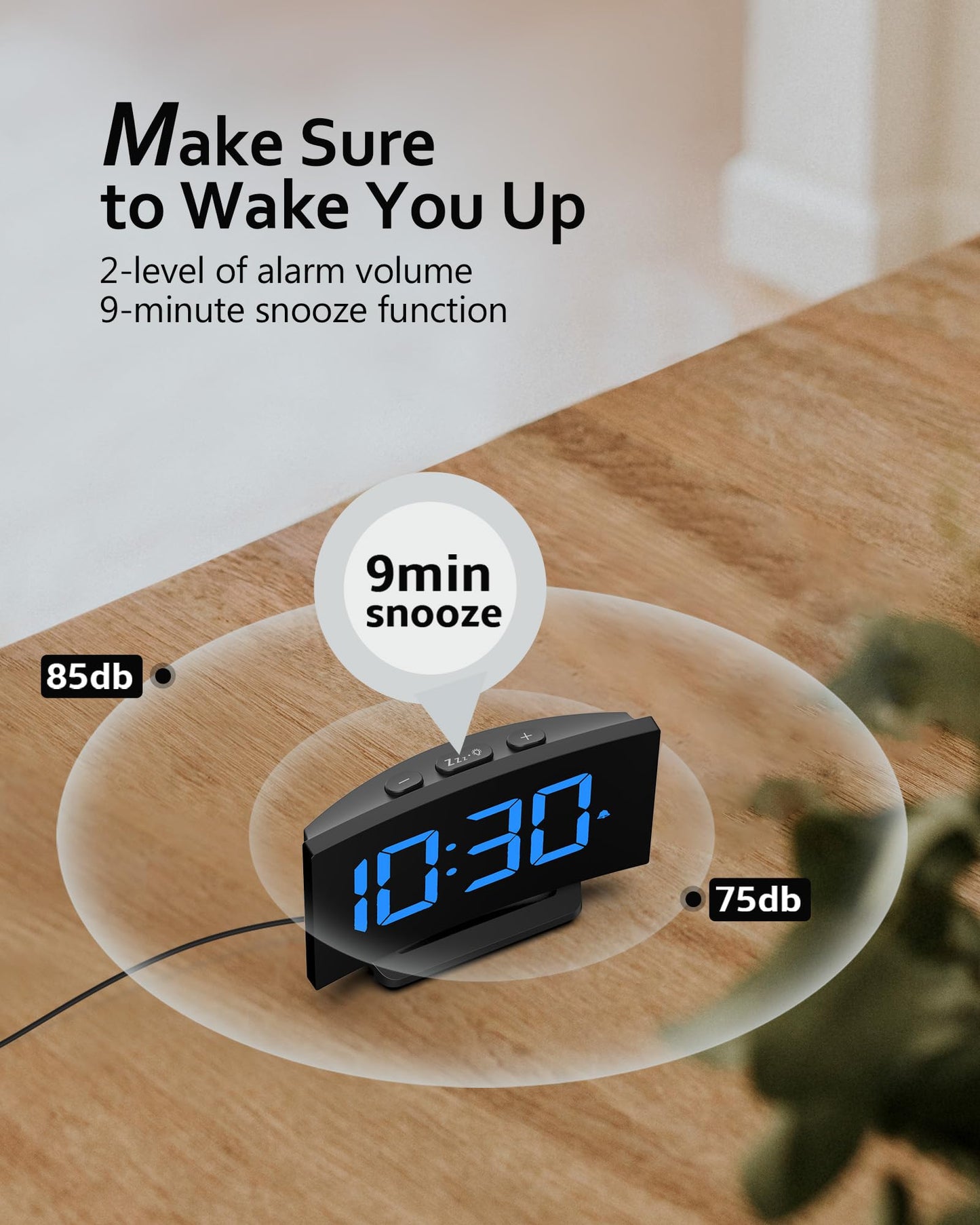 2 Pack Digital Alarm Clock with LED Display and Snooze