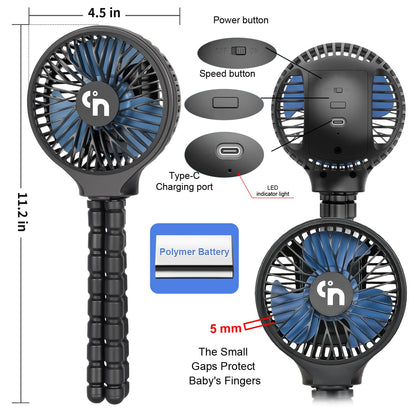 Portable Stroller Fan with 11H Battery Life
