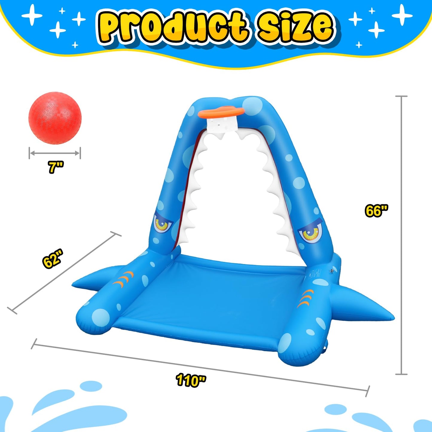 Giant Inflatable Shark Splash Pad for Kids
