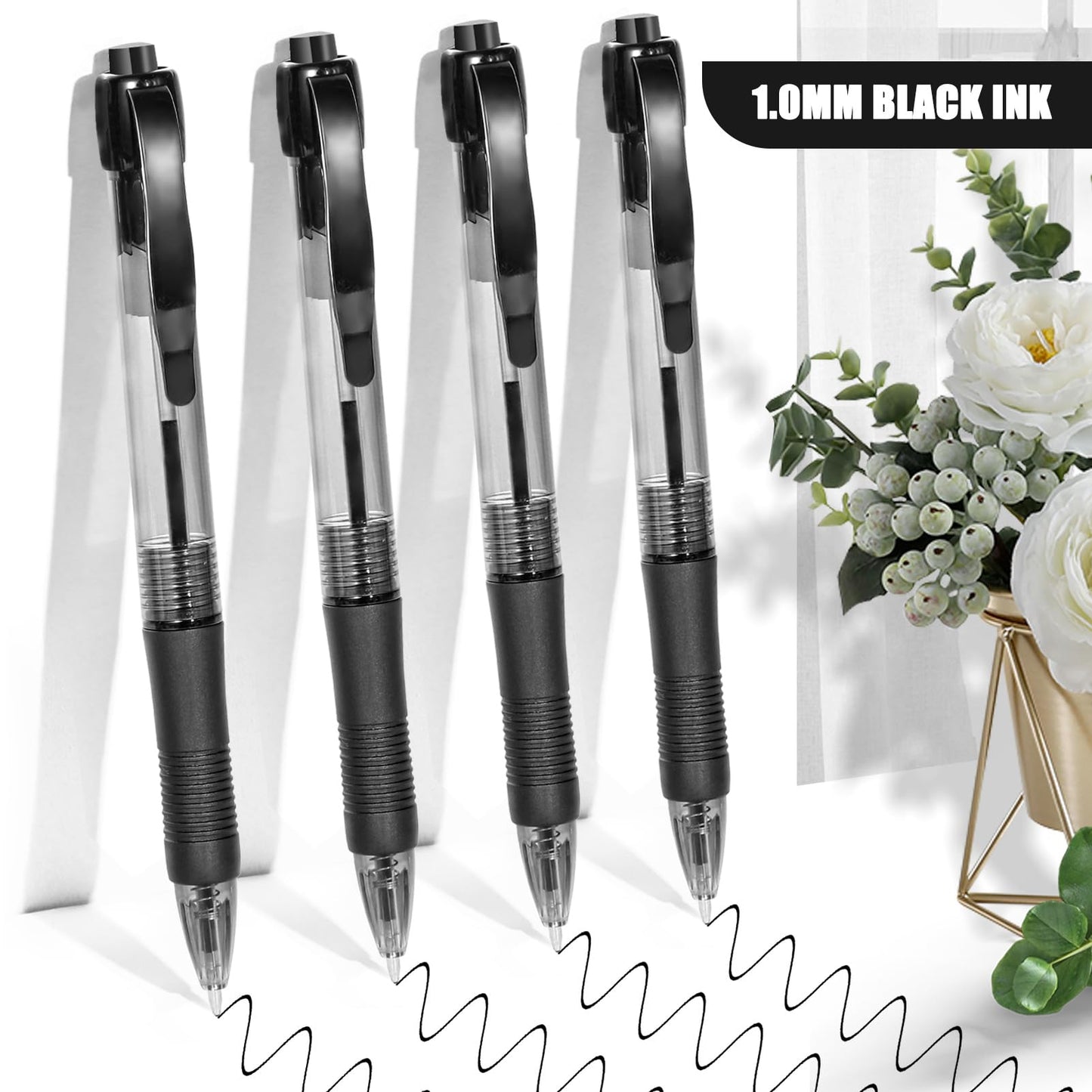 50 Pack No Bleed Black Ink Click Pens