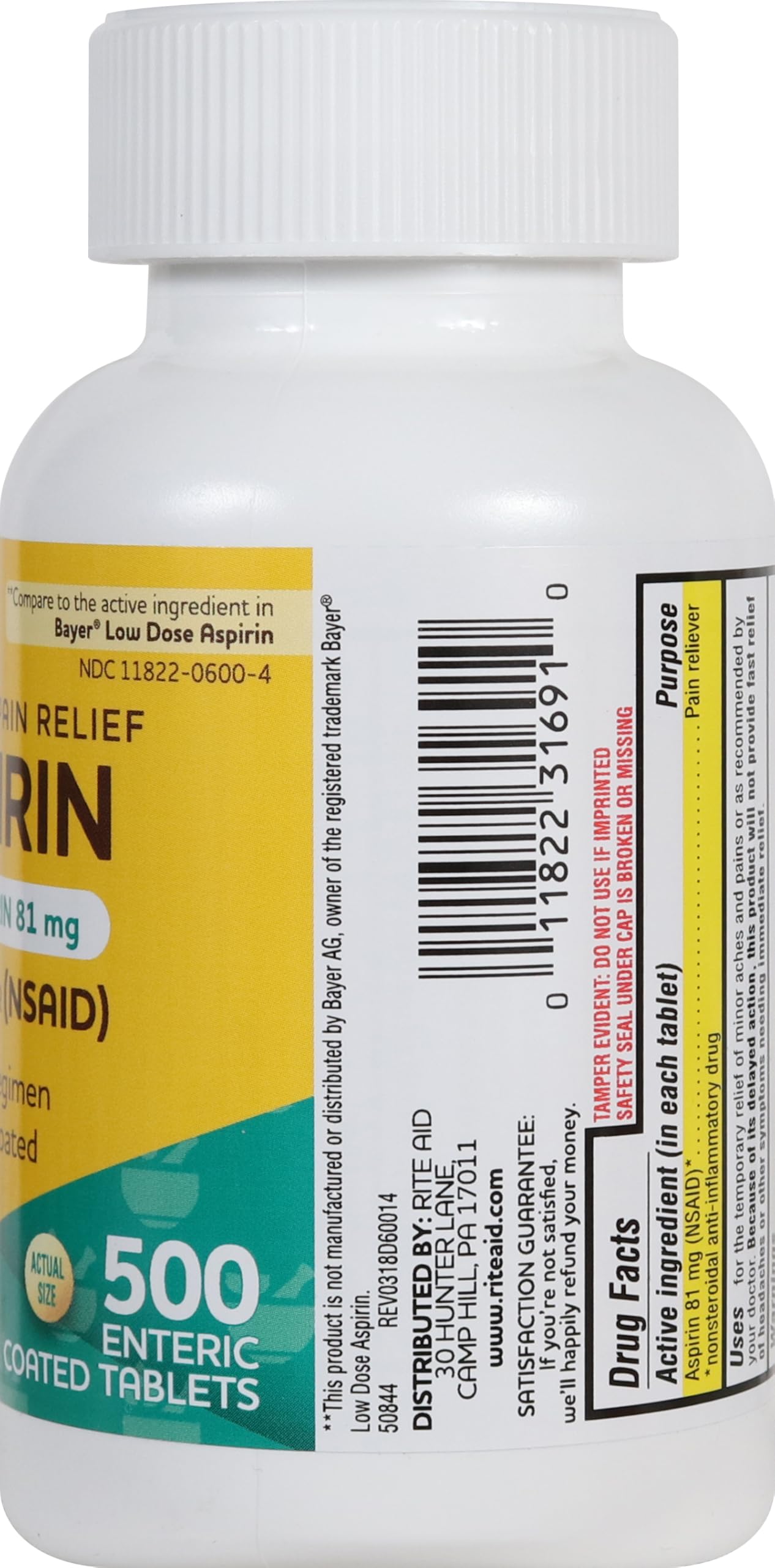 81 mg Low-Dose Aspirin Tablets - 500 Count