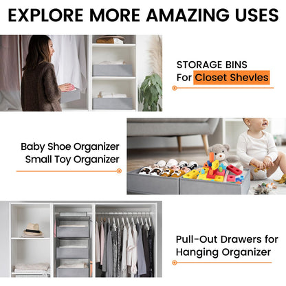 20 Pack Fabric Drawer Organizer Bins - Grey