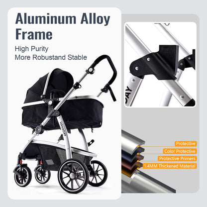 Hagaday 2-in-1 Convertible Baby Stroller with Canopy