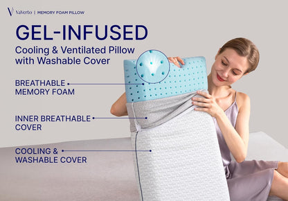 Vaverto Cooling Gel Memory Foam Bed Pillow