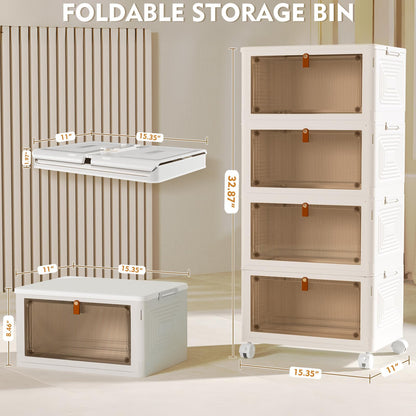 4-Tier Stackable Storage Bins with Wheels