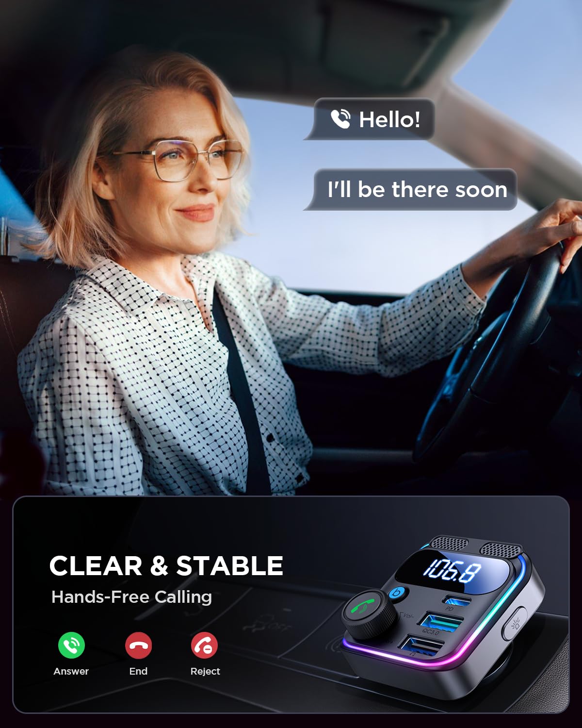 JOYROOM Bluetooth FM Transmitter Car Charger