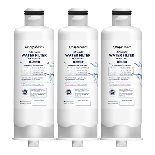 Amazon Basics Replacement Samsung DA97-17376B, HAF-QIN/EXP Refrigerator Water Filter, 3-Pack, Standard Filtration