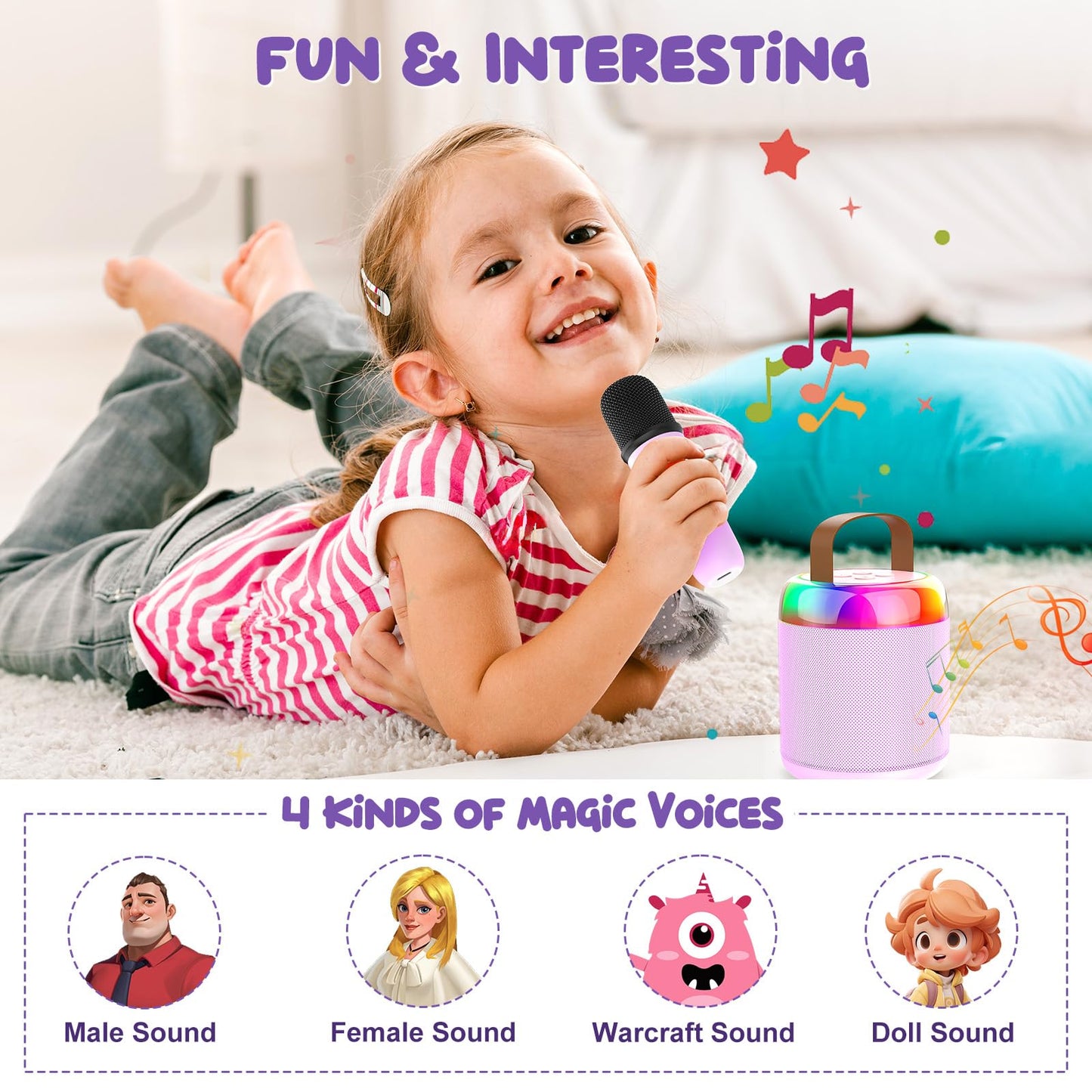Portable Karaoke Machine with Bluetooth & Microphones