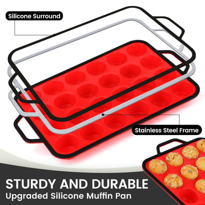 Mini Muffin Pan 24-Cup Silicone Bakeware Set