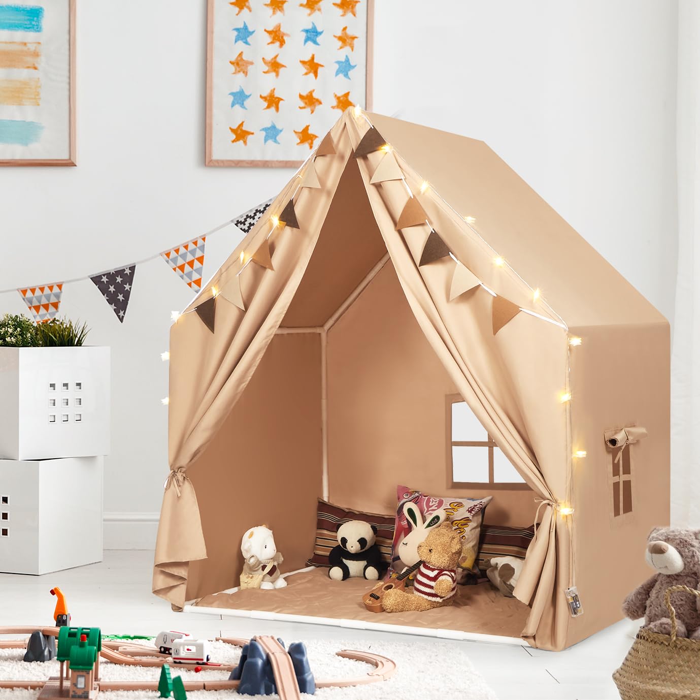 Kids Indoor Play Tent with LED Lights
