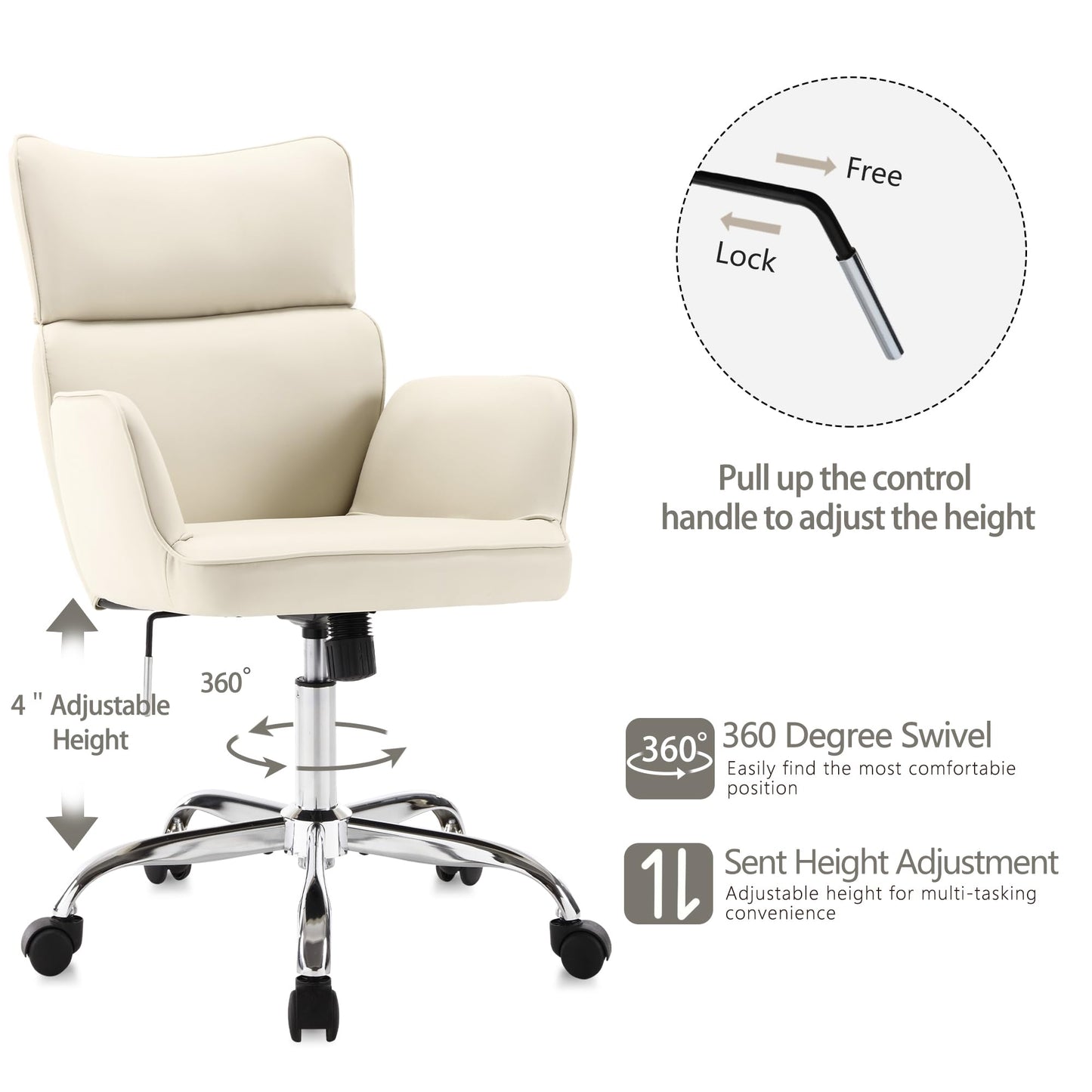 BERYTH Adjustable Height Swivel Office Chair