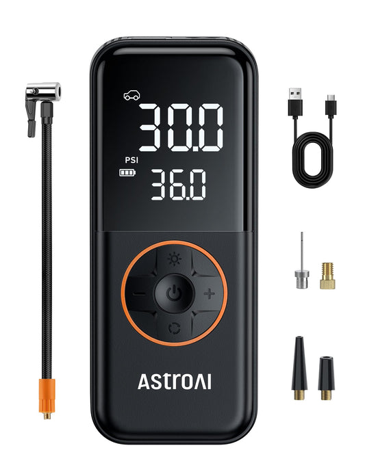 AstroAI L4 Tire Inflator Portable Air Compressor, 150PSI Portable Air Pump for Car Tires with Pressure Gauge LED Light, Electric Air Pump Quick Inflation for Cars, Motorcycles, Bikes, Tires, Balls