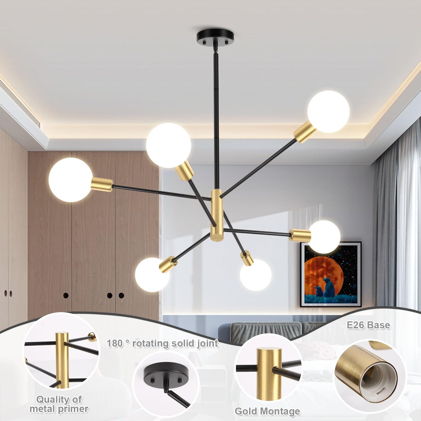 6-Light Sputnik Chandelier by CANMEIJIA