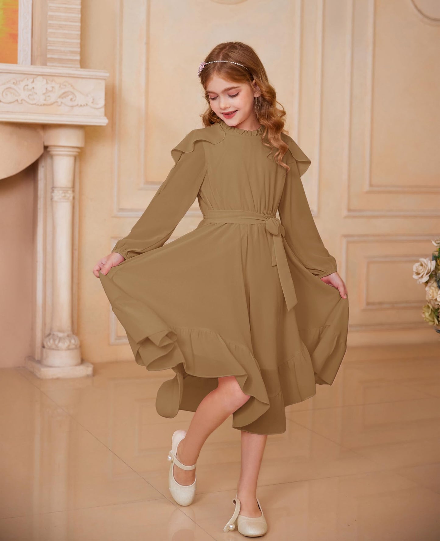 GRACE KARIN Girls Ruffle Swing Maxi Dress