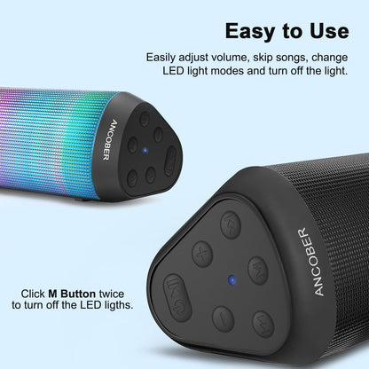 Portable Bluetooth Speaker with Lights & Waterproof