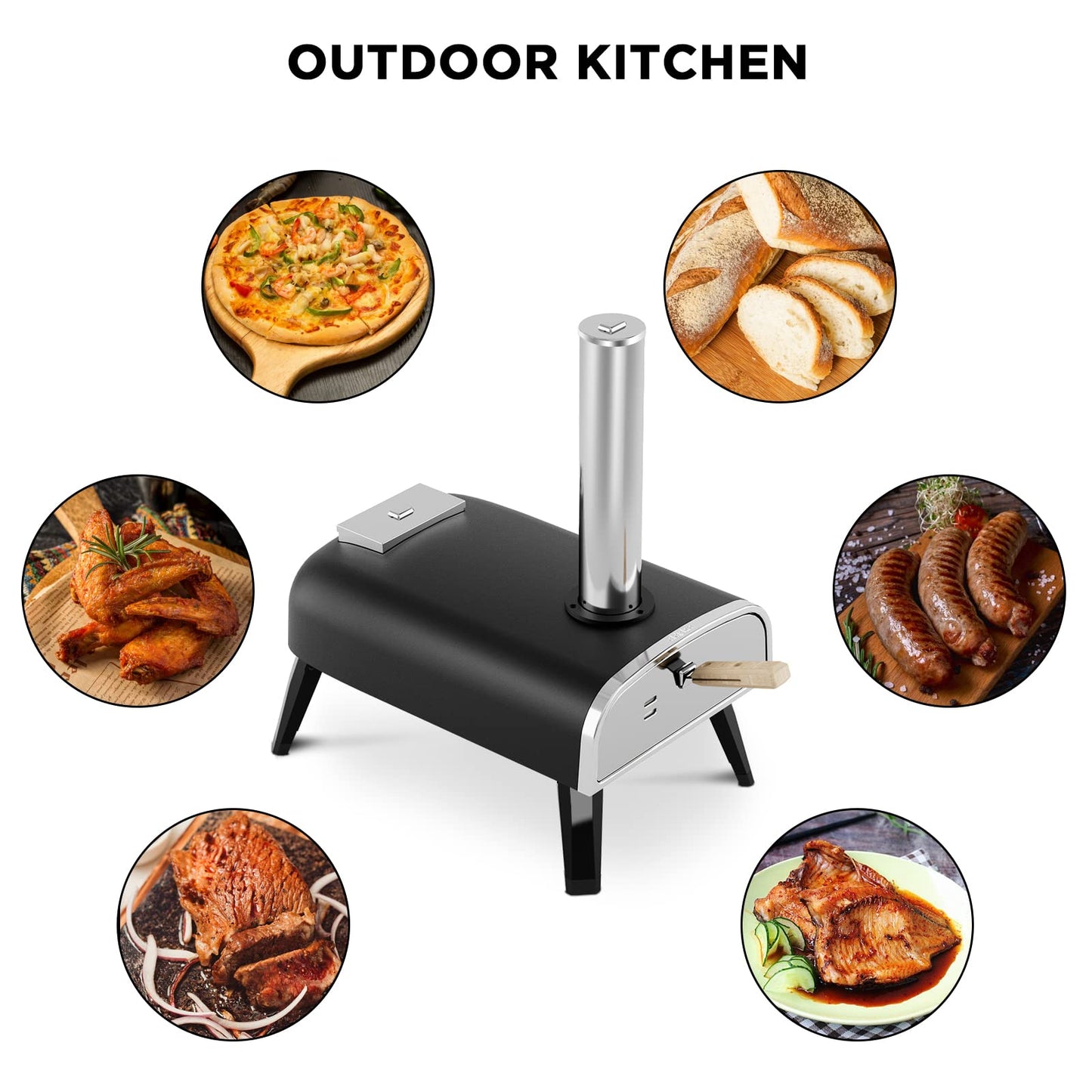 Outdoor 12" Wood Fired Pizza Oven Portable