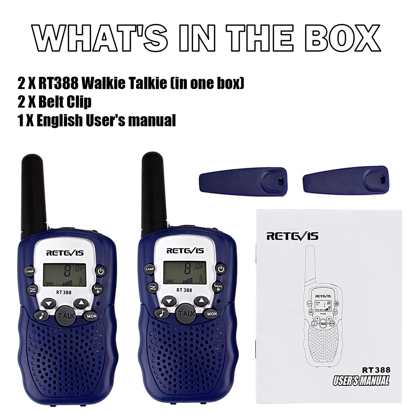 Retevis RT388 Kids Walkie Talkies,Toys for 6-12 Year Old Boys Girls,Walkie Talkies for Kids 2 Way Radio,Kids Toys Gifts for Outdoor(Dark Blue,1 Pair)