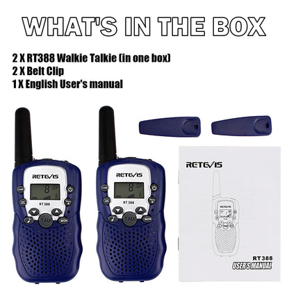 Retevis RT388 Kids Walkie Talkies,Toys for 6-12 Year Old Boys Girls,Walkie Talkies for Kids 2 Way Radio,Kids Toys Gifts for Outdoor(Dark Blue,1 Pair)