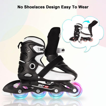 Kids Inline Skates for Girls Roller Blades Boys, Adjustable Inline Skates Kids Roller Blades with Light up Skate Wheels Fun Illuminating Beginner Skating Shoes