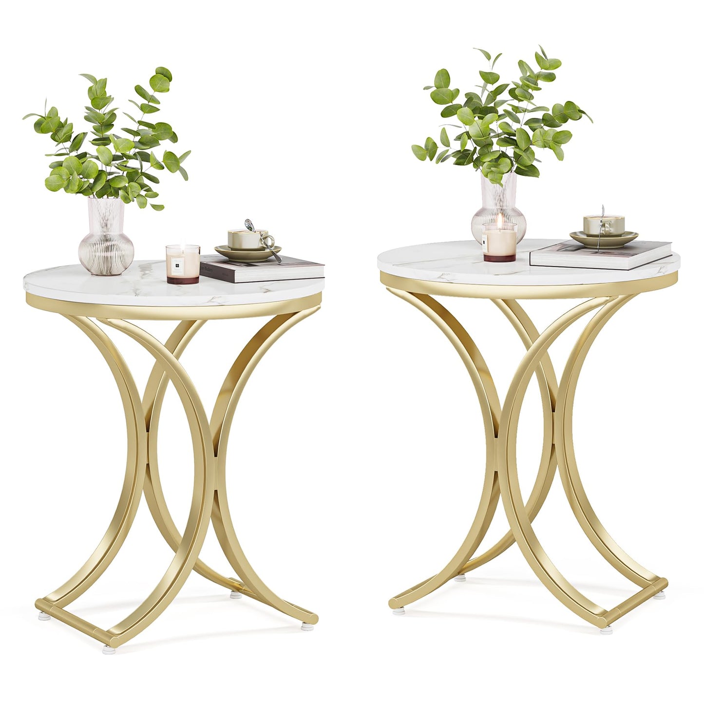 Tribesigns Round Faux Marble Side Table Set