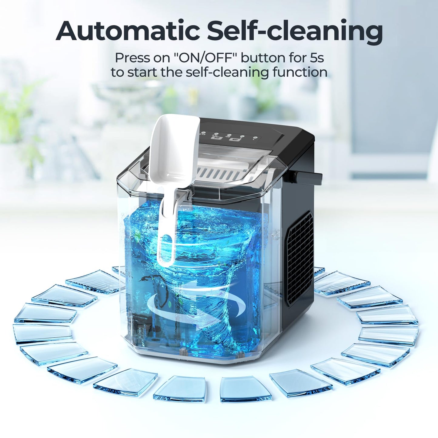 ZAFRO Self-Cleaning Countertop Ice Maker Machine