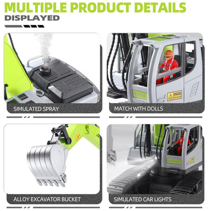 Remote Control Excavator with Metal Shovel & Lights