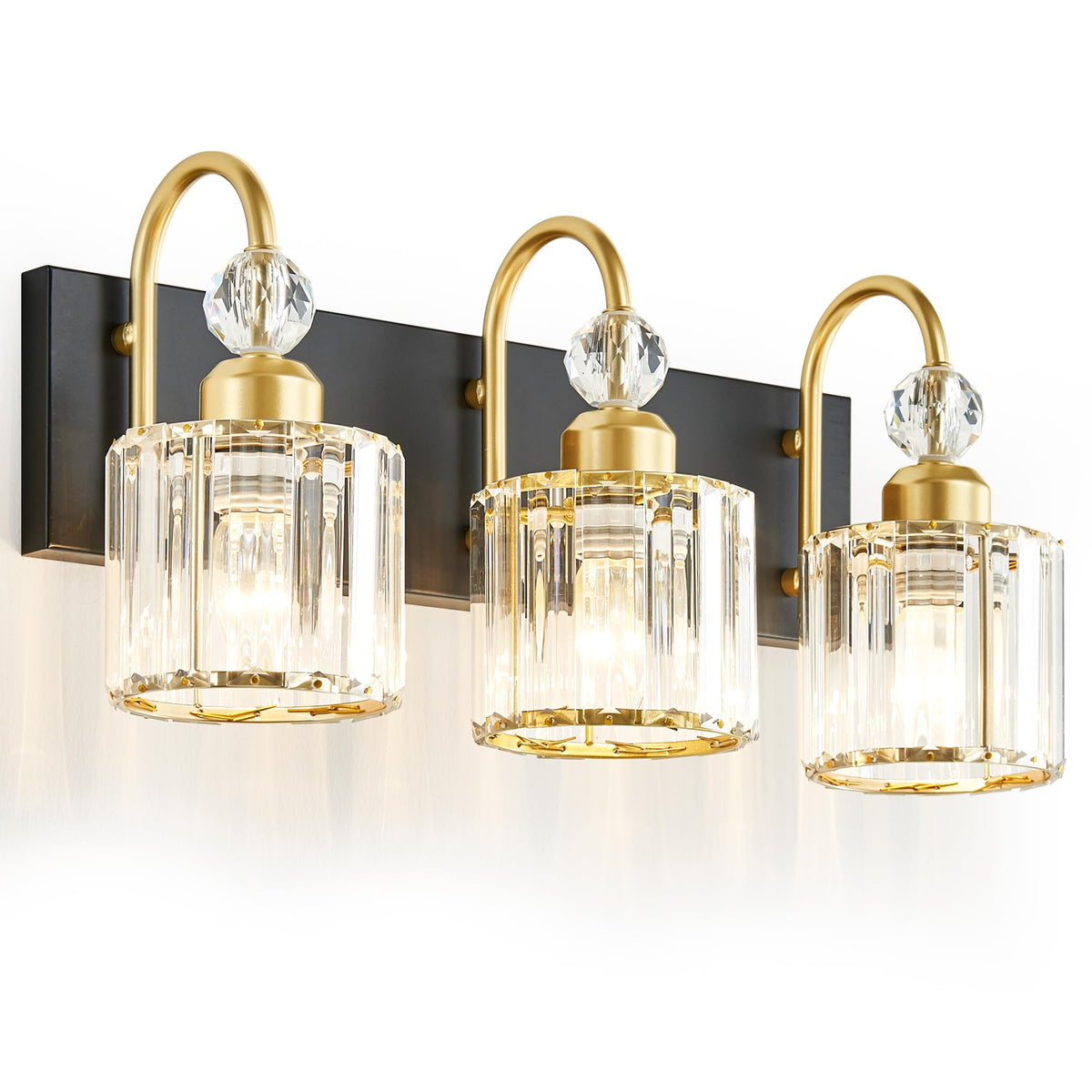 3 Light Crystal Bathroom Vanity Wall Fixture