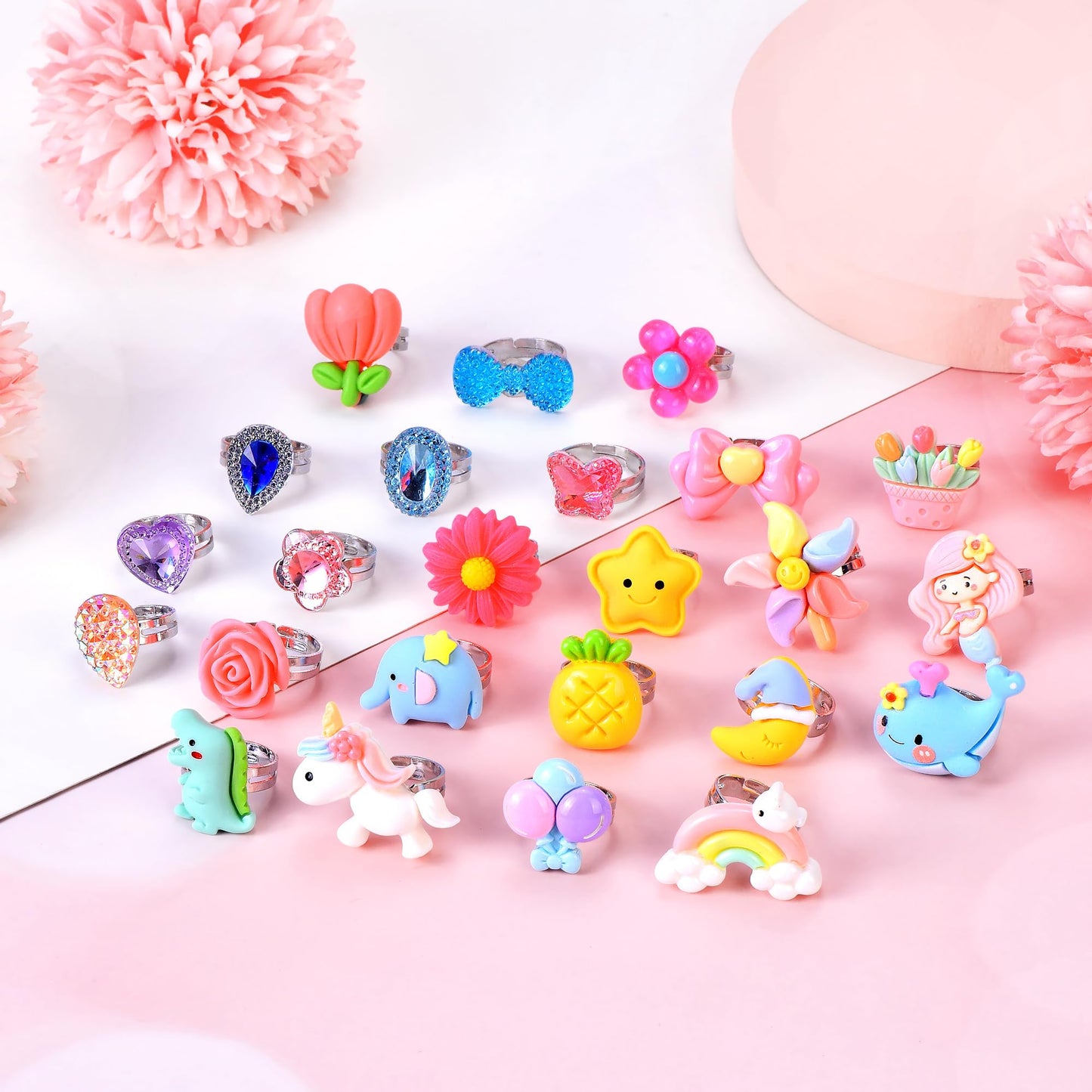 24 Jewel Unicorn Ring Set for Girls