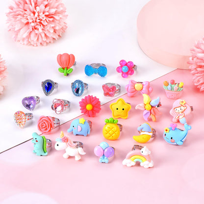 24 Jewel Unicorn Ring Set for Girls