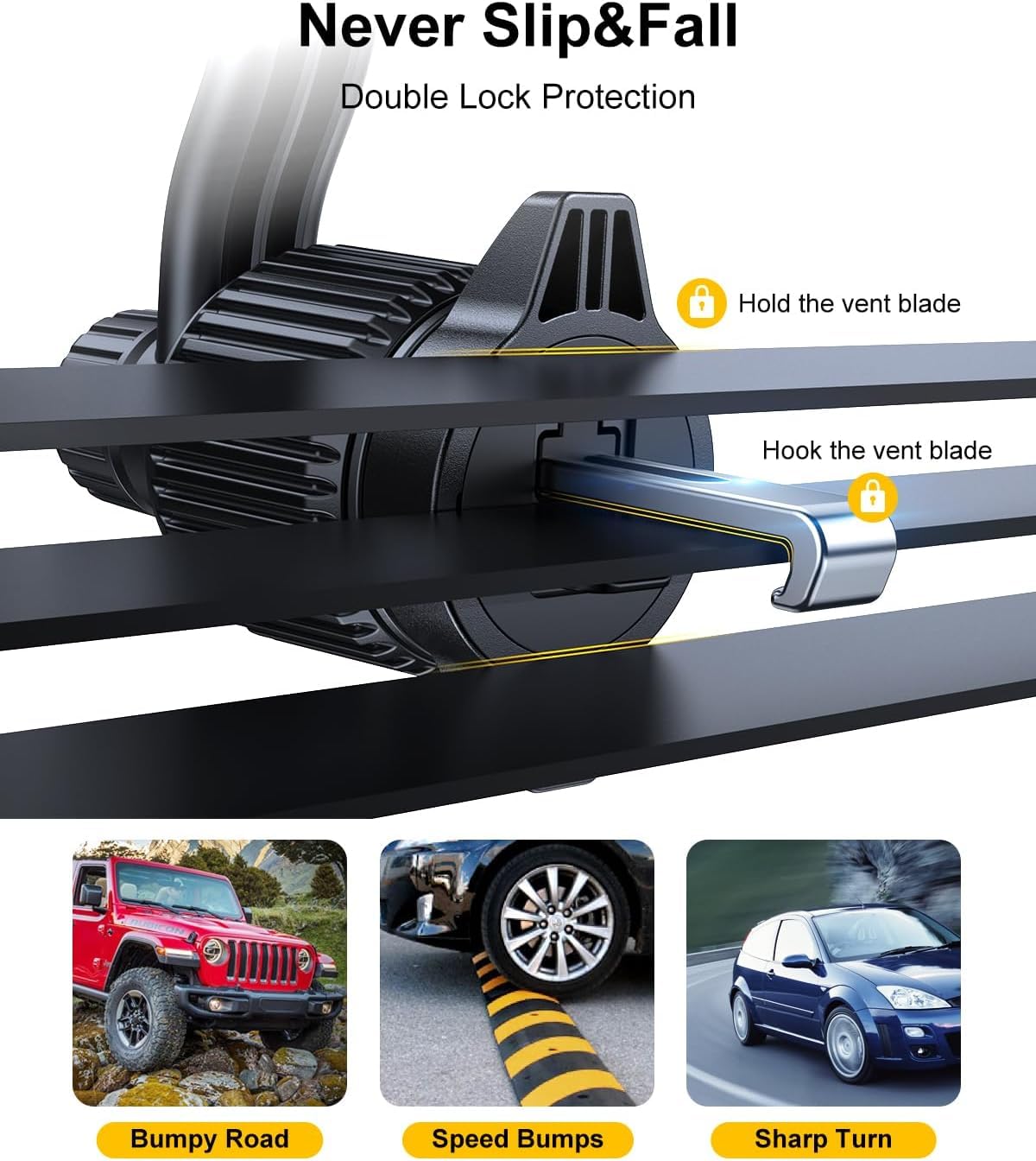 Rorhxia Fits MagSafe Car Mount, [20 Strong Magnets][Never Blocking Vent, Enjoy Comfort of A/C] Magnetic Phone Holder for Car Universal Extension Vent Clip Car Phone Holder Fit for iPhone 15 Pro Max