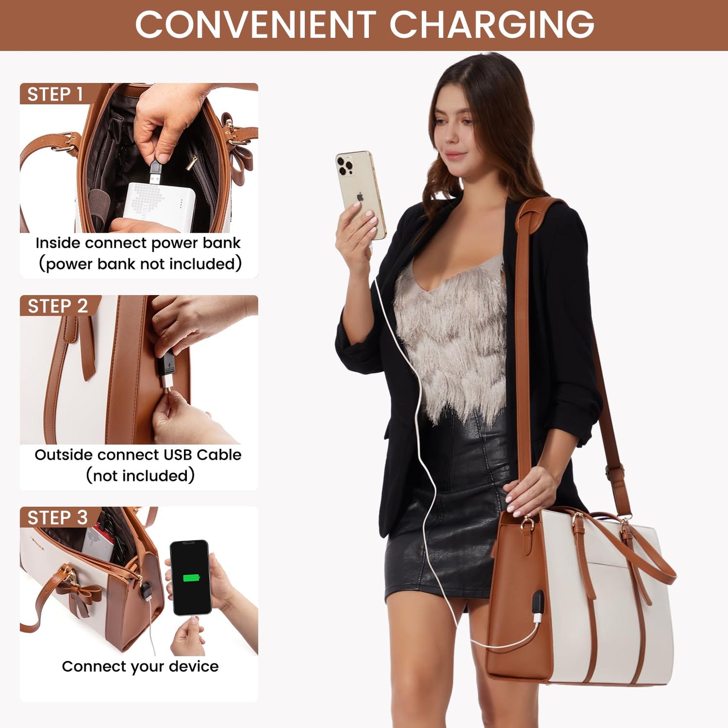 LOVEVOOK Women's Laptop Tote Bag with Clutch Set