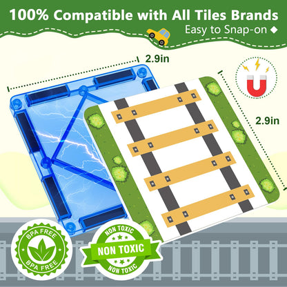 90PCS Magnetic Tile Road Toppers Playset for Kids