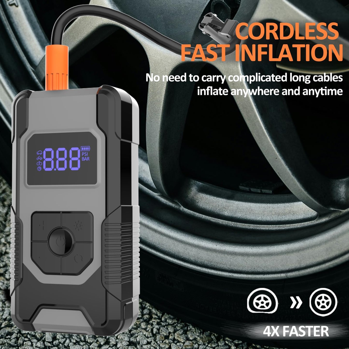 Portable Air Compressor Tire Inflator with Gauge