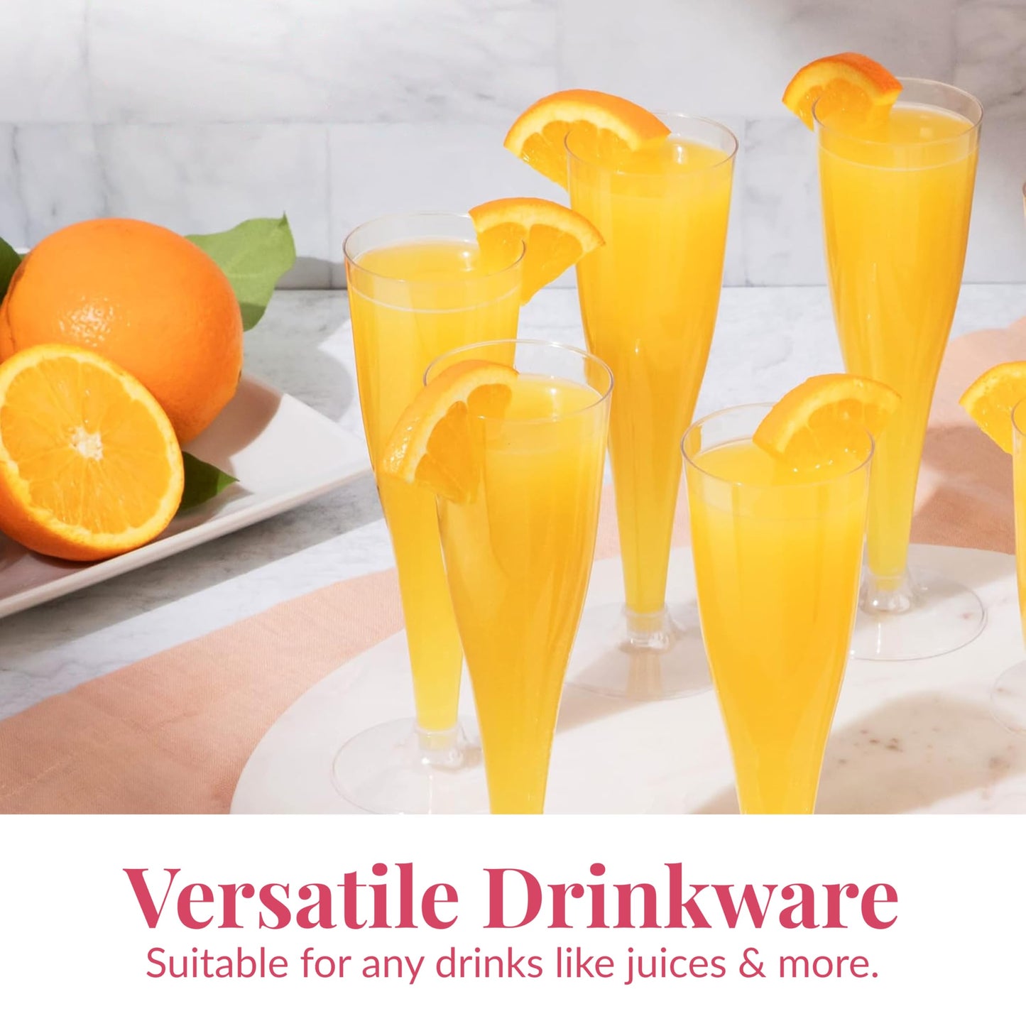 Prestee 100 Plastic Champagne Flutes - Disposable 4.5 oz Champagne Glasses for Weddings, Parties, and Toasting - Elegant Flutes for Mimosas and Cocktails - Clear Plastic Champagne Flutes