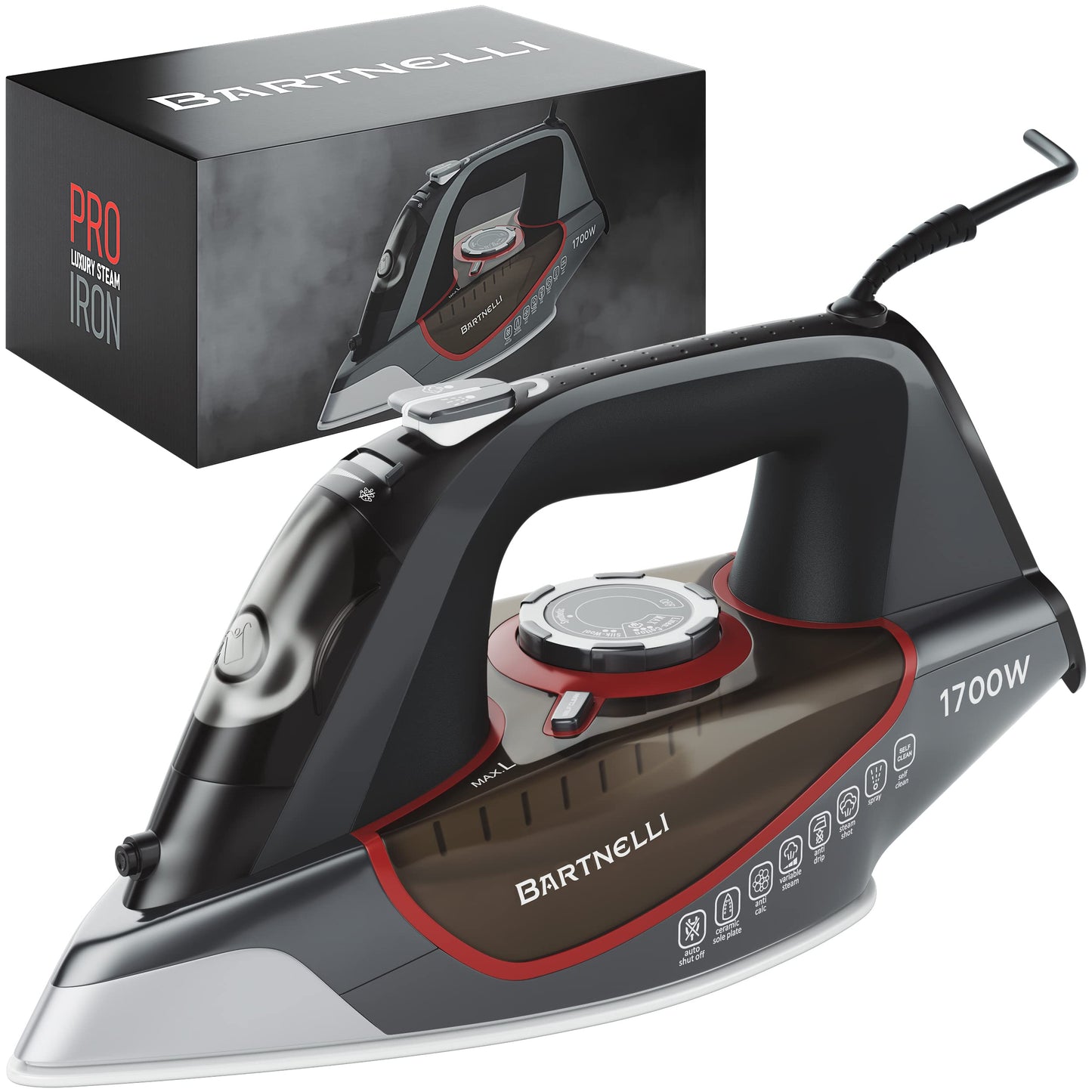 Bartnelli Luxury Steam Iron with Non-Stick Soleplate